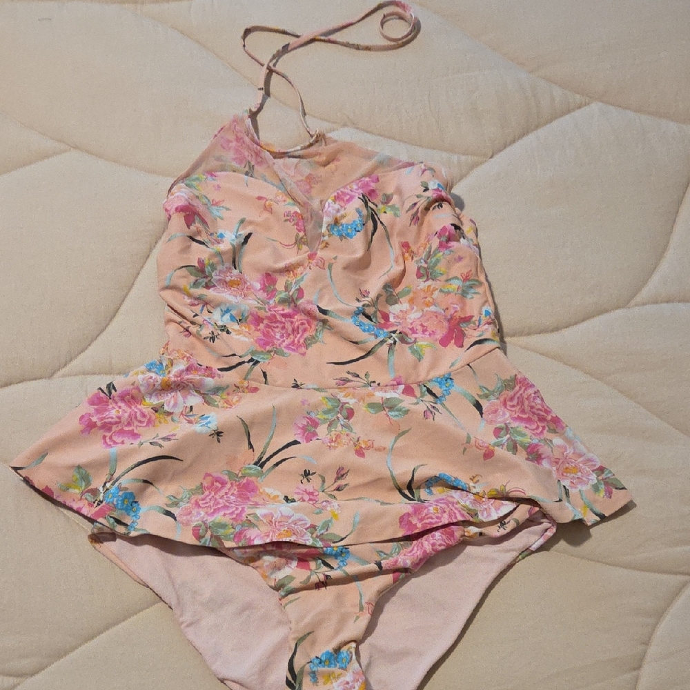 Betsey Johnson Pink Floral 2 Piece Swimsuit